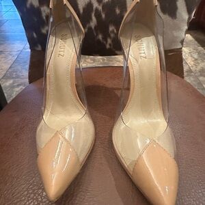 NEW SCHUTZ Clear and Tan Pointed Heels